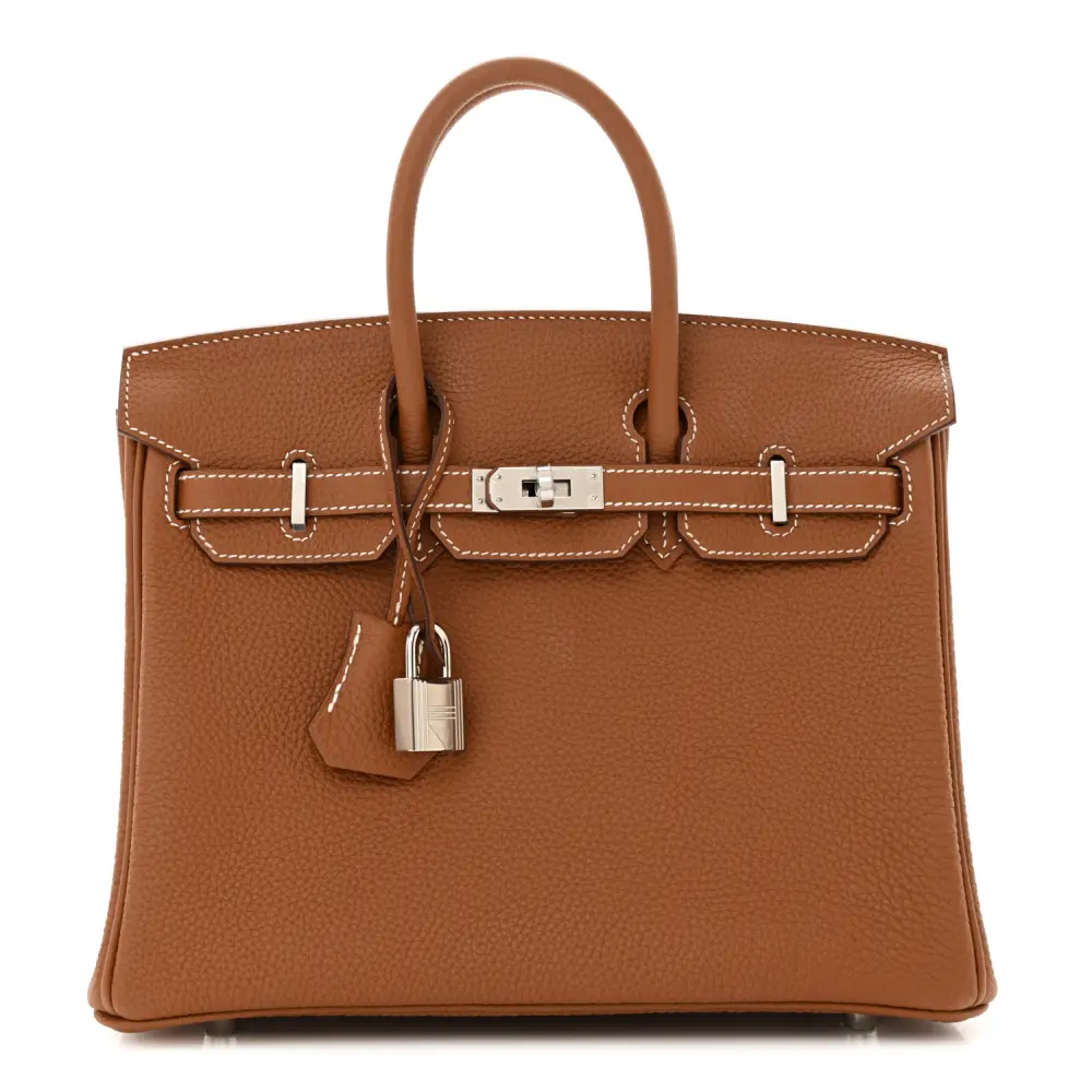 Hermès Birkin 25 Couro Togo Marrom Hardware Prateado