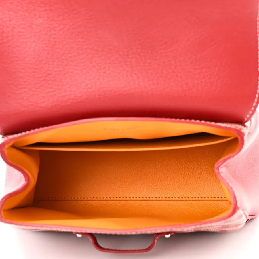 Goyard Saigon Mini Bag Red Goyardine Canvas Silver Hardware