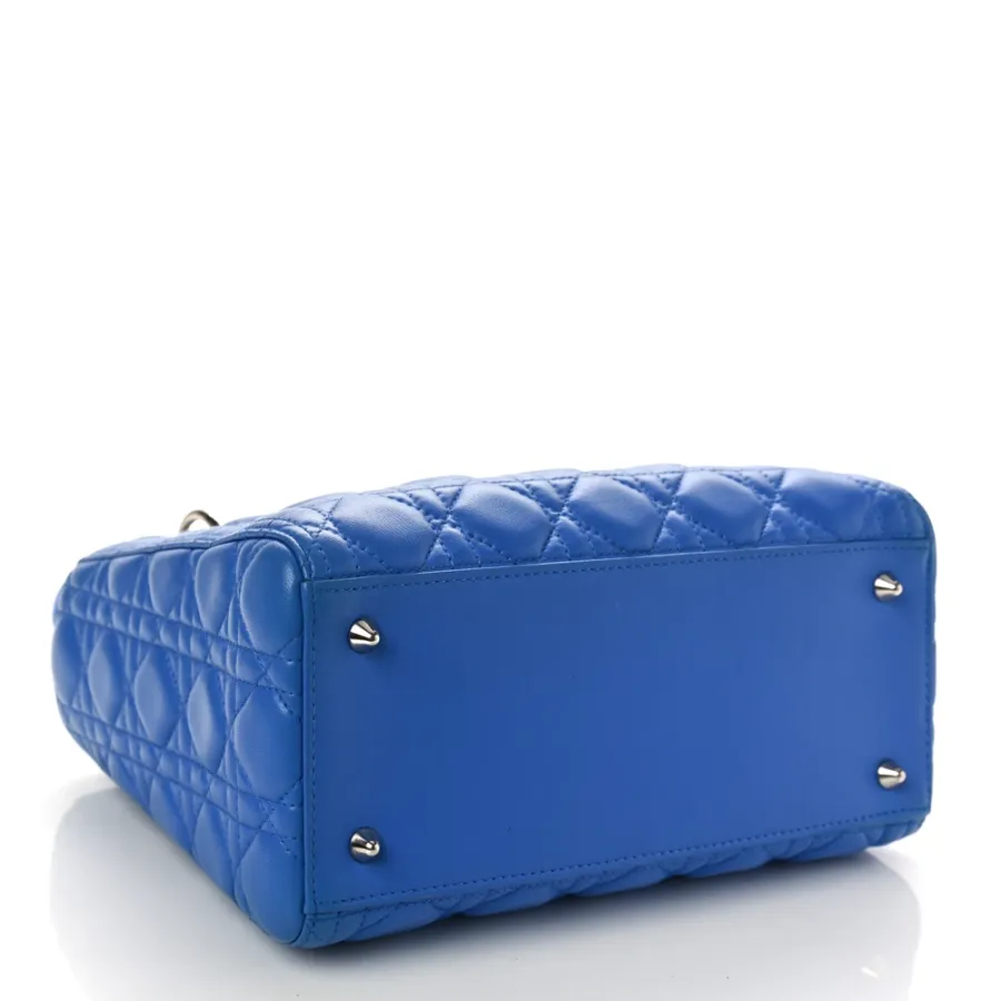 Dior Medium Lady Dior Bag Horizon Blue Cannage Lambskin Leather Silver Hardware