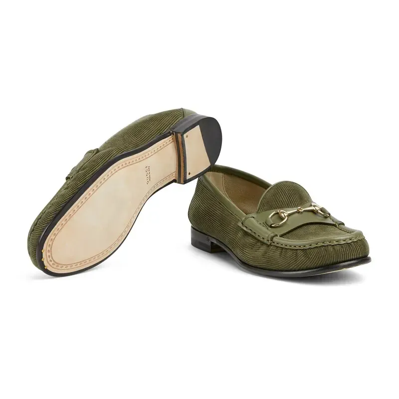 Gucci green horse bit buckle flat bottom Loafers