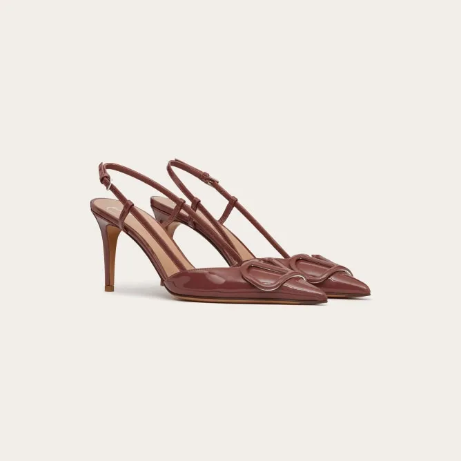 VALENTINO Lace-up heels with decorative patent leather