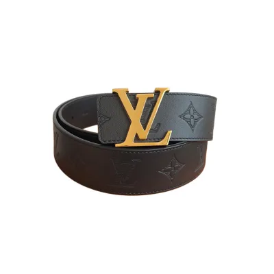 Louis Vuitton Men's Initiales Belt In Black Calfskin With Gold/Silver Hardware 40mm