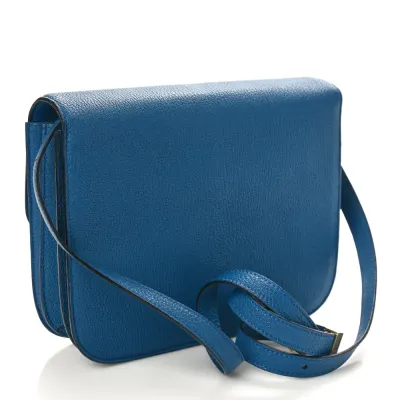 Celine Medium Classic Box Flap Bag Deepsea Goatskin Leather Gold Hardware