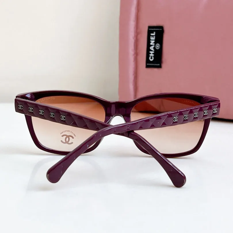 CHANEL square frame glasses red color size 58口17-140