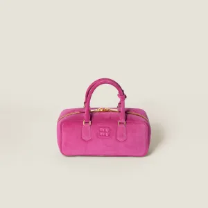 Miu Miu Arcadie Suede Leather Pink Top-Handle Bags