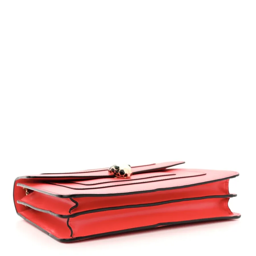 Bvlgari Medium Serpenti Forever Shoulder Bag Red Calfskin Leather Gold Hardware