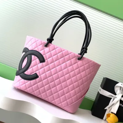 Chanel Pink / Milk tea color / White / Black Basket Tote Bags / Shoulder Bags