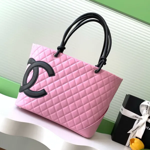 Chanel Pink / Milk tea color / White / Black Basket Tote Bags / Shoulder Bags - Image 3