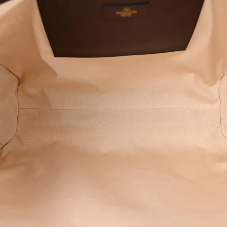 Valentino Garavani Medium VLogo Tote Naturale/Fondant Raffia & Calfskin Leather Gold Hardware