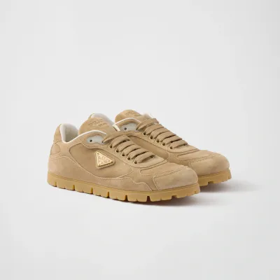 PRADA Faded suede leather sneakers