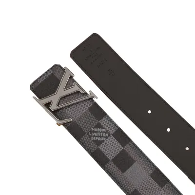 Louis Vuitton Men's Initiales Damoflage Belt In Grey Damier Canvas With Grey Hardware 40mm