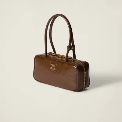 Miu Miu Beau Naplak Patent Leather Brown Top-Handle Bags