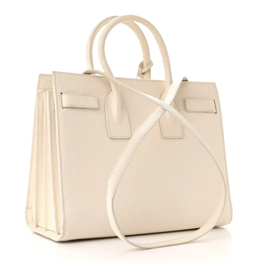 Saint Laurent Small Sac De Jour Dove White Grained Calfskin Leather