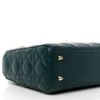 Dior Small My ABCDior Lady Dior Dark Green Lambskin Leather Gold Hardware