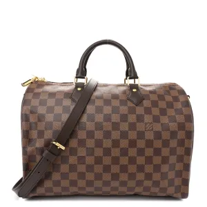Louis Vuitton Speedy Bandouliere 35 Damier Ebene Canvas Gold Hardware