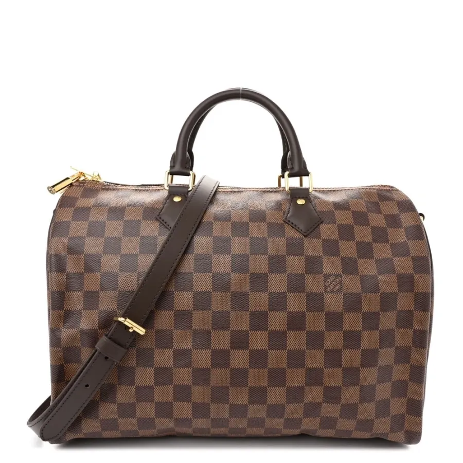 Louis Vuitton Speedy Bandouliere 35 Damier Ebene Canvas Gold Hardware