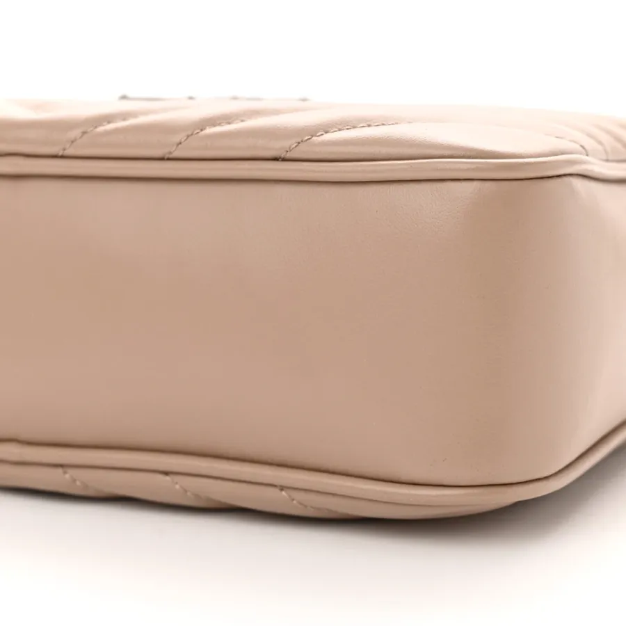 Saint Laurent Medium Lou Camera Bag Dark Beige Monogram Calfskin Matelasse Leather Ruthenium Hardware