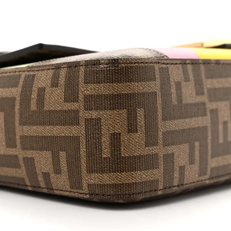 Fendi FF 1974 Hairdo Girls Inlay Baguette Mogano/Panna/Multicolor Glazed Fabric Gold Hardware