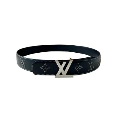 Louis Vuitton Men's Dimension Reversible Belt In Black Calfskin With Gold/Silver/Gun Black Hardware And Rhinestones 40mm
