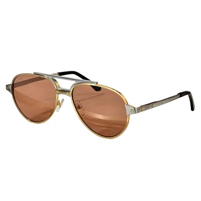 Cartier Pilot glasses black gold/tawny/grey silver/brown/black/brown black gold/grey black gold color Size 59口17-145