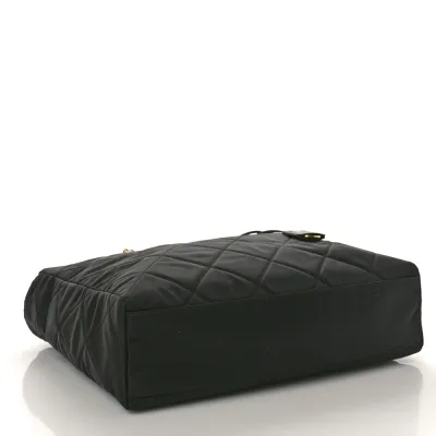 Prada Large Impuntu Triangle Stitched Re-Edition 1995 Chaine Shoulder Bag Black Re-Nylon & Saffiano Leather