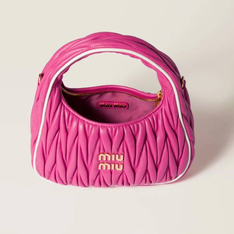 Miu Miu Wander Matelassé Nappa Quilted Lambskin Leather handbag Red Purple Crossbody Bags