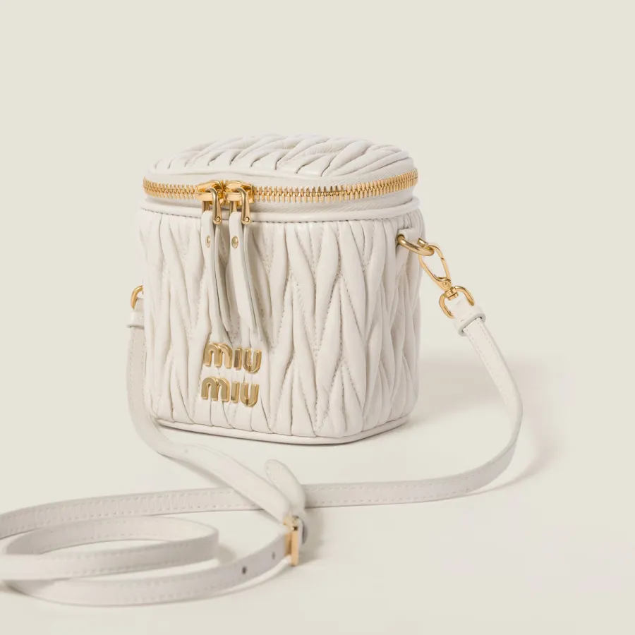 Miu Miu Quilted Lambskin Leather white Bucket Bags