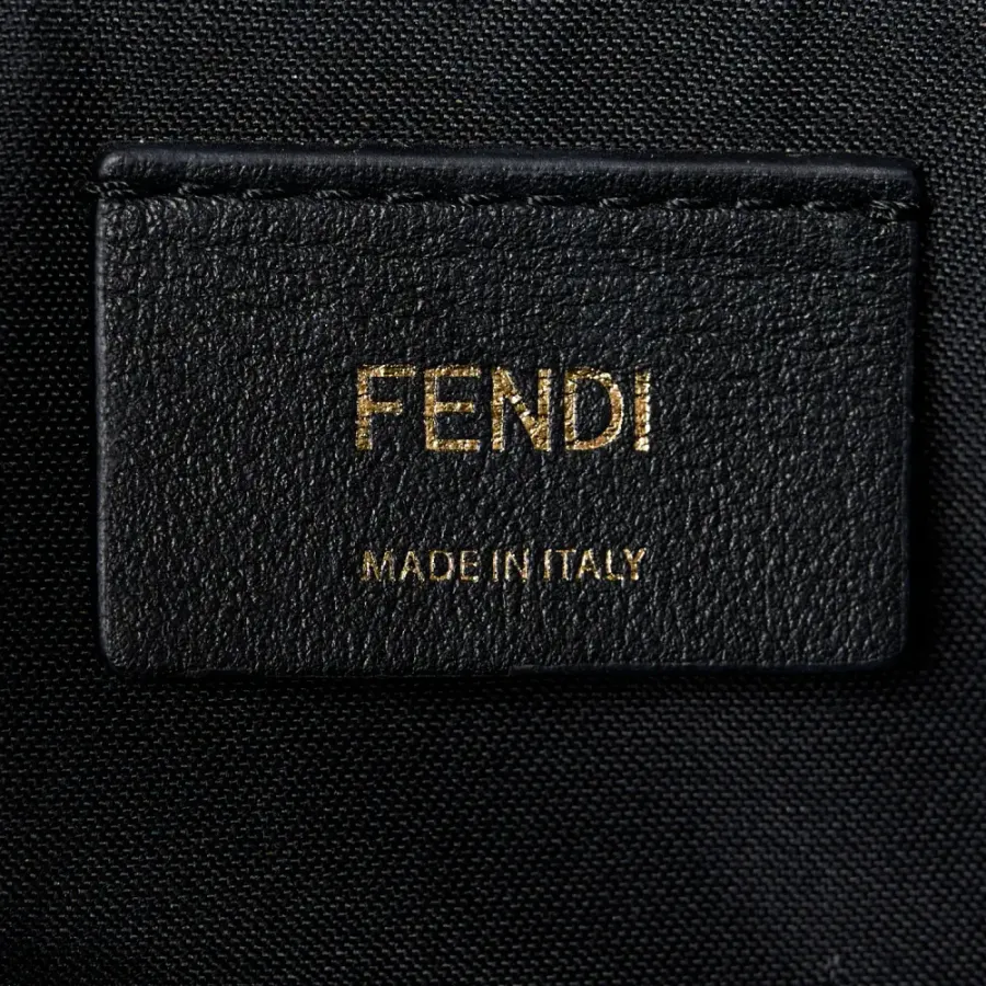 Fendi Medium Logo Embroidered By The Way Boston Bag Grezzo/Black Canvas & King Vitello Leather Gold Hardware