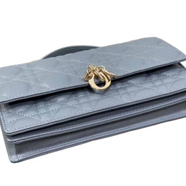 Dior My Dior Mini Top Handle Bag With Chain And Pearl In Blue Haze/Ice Blue/Beige/White/Chocolate/Black/Red/Rose des Vents/Pink/Stone Grey/Light Grey Cannage Lambskin With Gold Hardware - Image 2