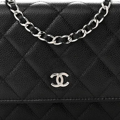 Chanel WOC Mini Black Quilted Caviar Leather