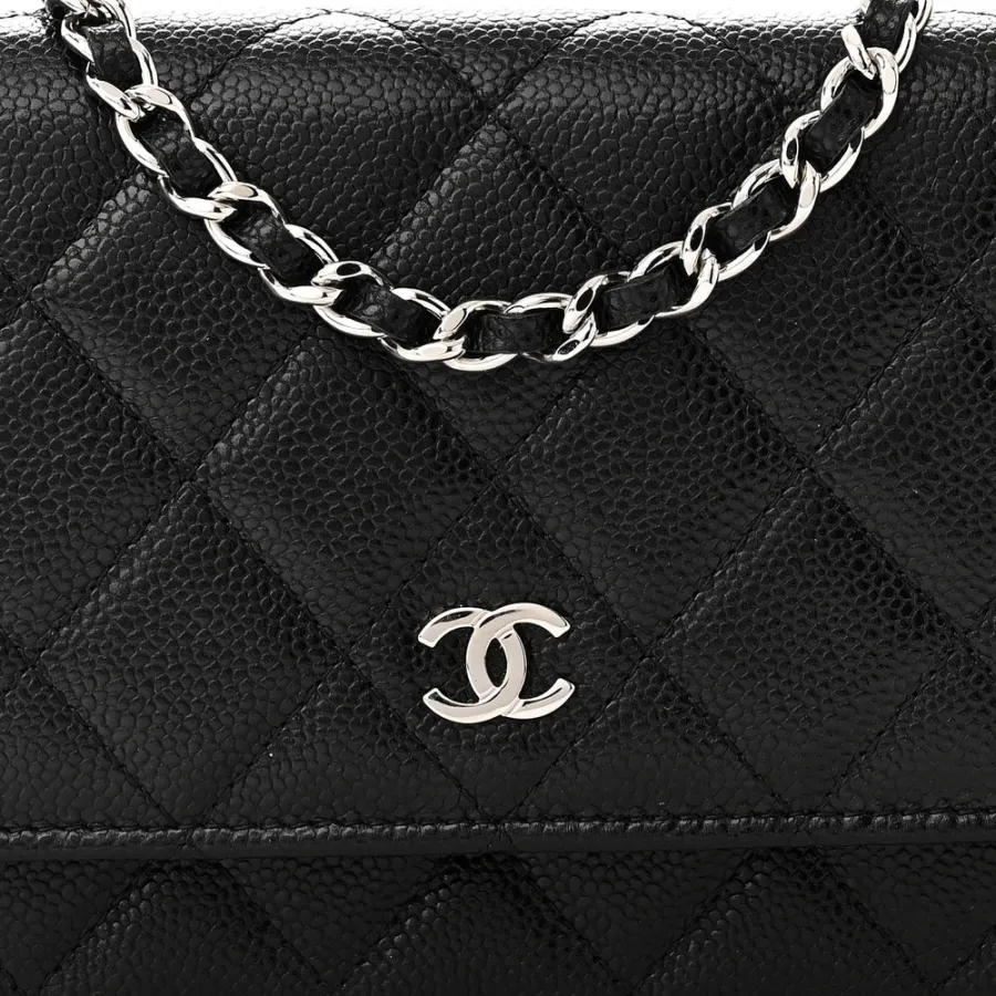 Chanel WOC Mini Black Quilted Caviar Leather