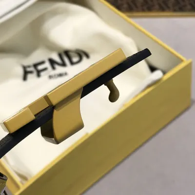 Fendi Men's Rounded FF Reversible Belt In Black/Yellow/Grey/Blue Calfskin With Silver Hardware 38MM