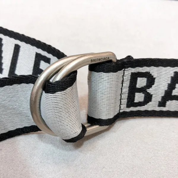 Balenciaga Men's D Ring Belt In Balenciaga Grey/Green Webbing With Silver Hardware 40mm - Image 3