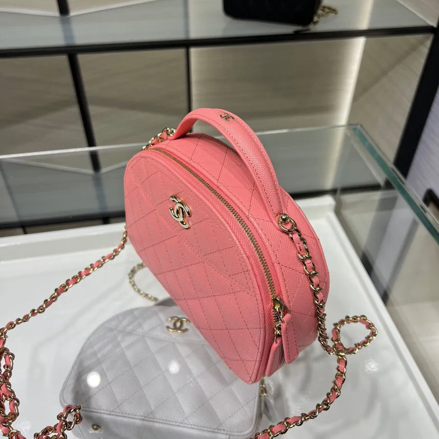 Chanel Pink /  White / Black / Wine Red / Lvory White Quilted Pelleted Calfskin Leather Crossbody Bags