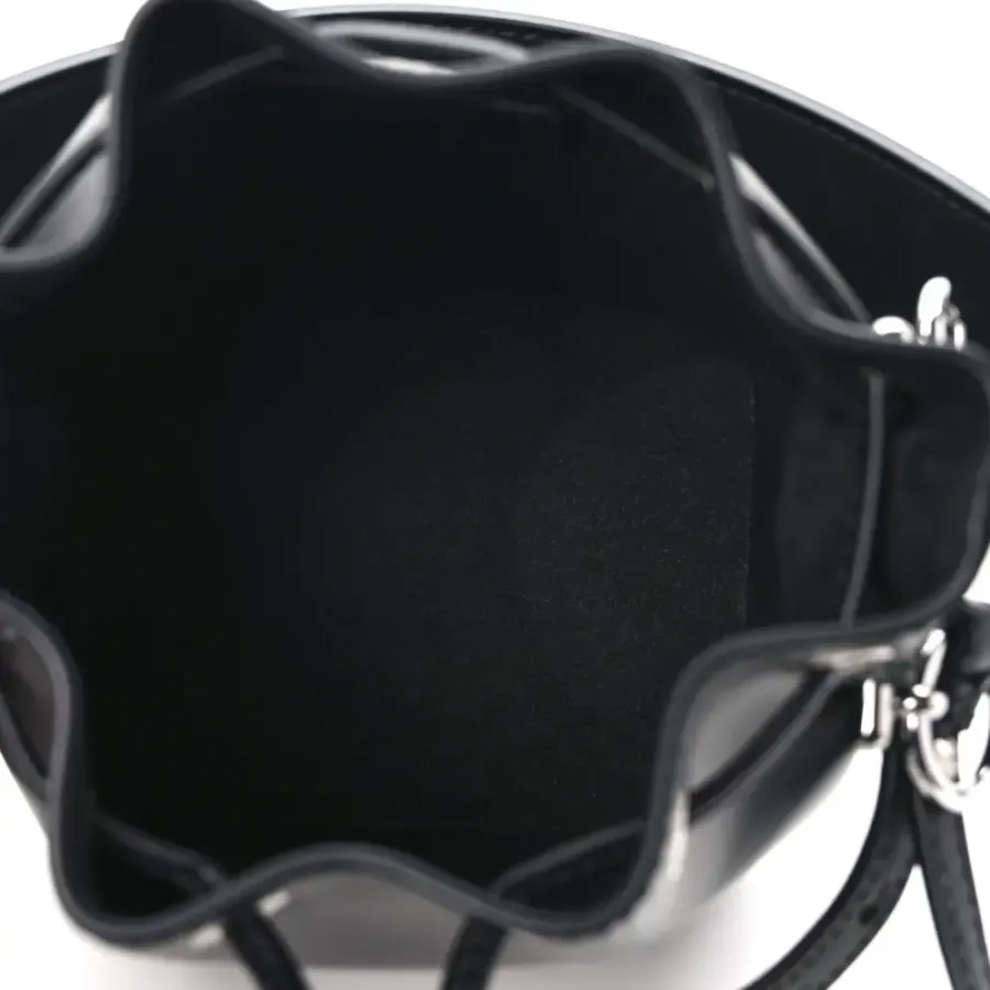 Fendi Mini F is Fendi Logo Embossed Mon Tresor Bucket Bag Black King Vitello Leather Silver Hardware