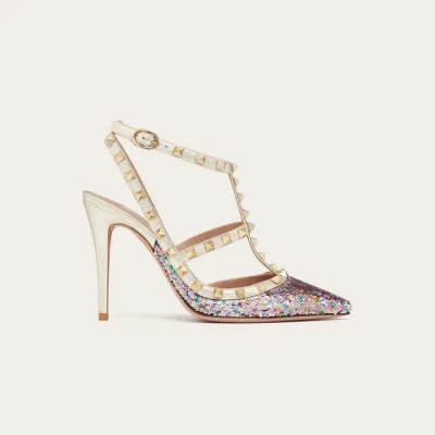 VALENTINO Sequined embroidered rivet heels (10 cm high heel)