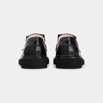 Roger Vivier Viv' Rangers Loafers In Black Patent Leather With Metal Buckle (Heel Height 2.5cm)