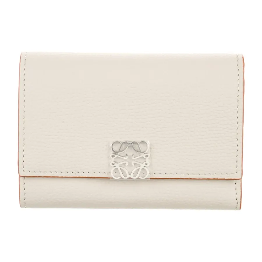 Loewe Small Compact Wallet Grey Calfskin Leather Silver Hardware