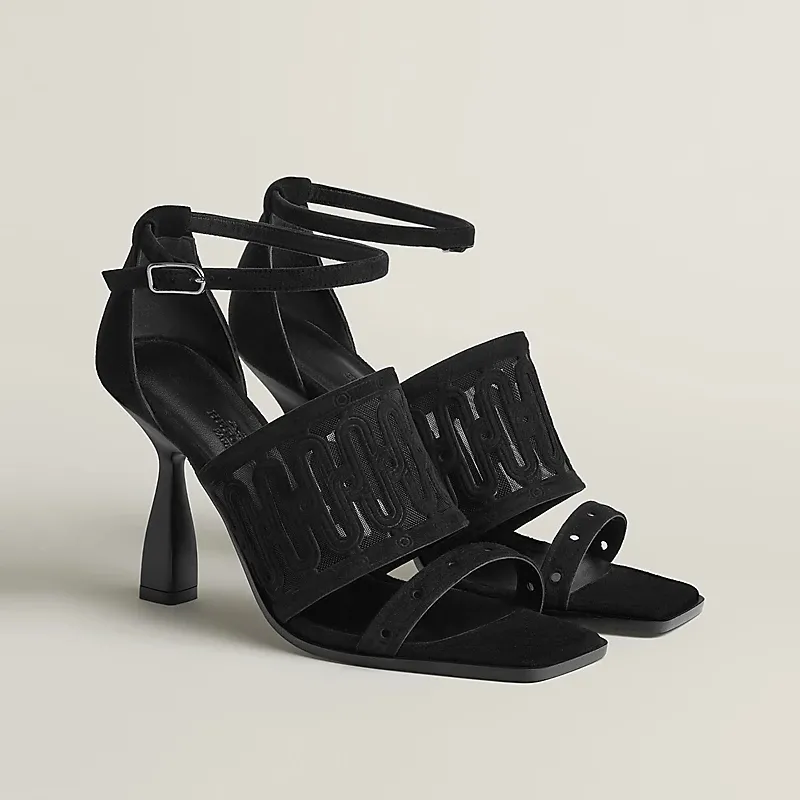 HERMES Jasmine Black High Heels Sandal