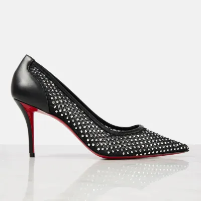 Christian Louboutin Black mesh heels, pointy stiletto heels