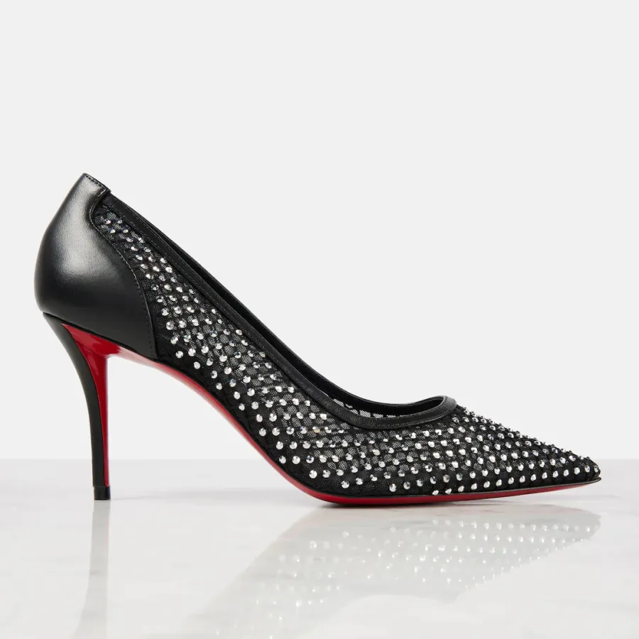 Christian Louboutin Black mesh heels, pointy stiletto heels