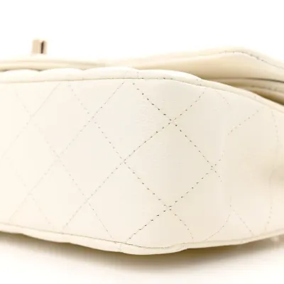Chanel Double Flap Medium White Quilted Caviar Leather