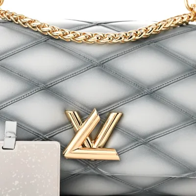 Louis Vuitton Malletage Top Handle GO-14 MM Ecume Grey Lambskin Leather Gold Hardware