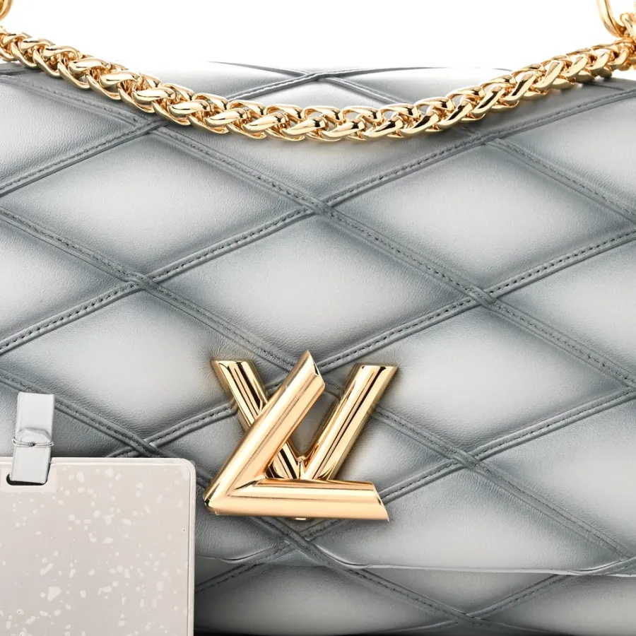 Louis Vuitton Malletage Top Handle GO-14 MM Ecume Grey Lambskin Leather Gold Hardware