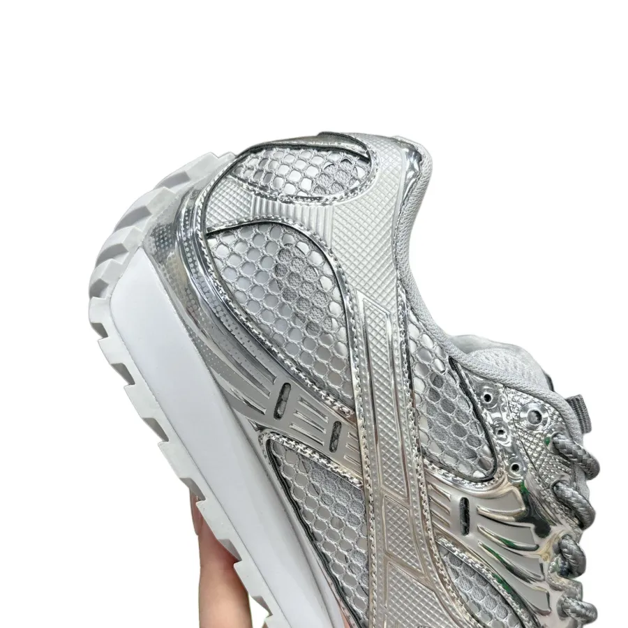 Bottega Veneta Orbit Sneakers In Black/Silver Technical Fabric And Mesh Lace-Up Sneaker