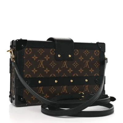 Louis Vuitton Petite Malle PM Black Monogram Canvas Gold Hardware