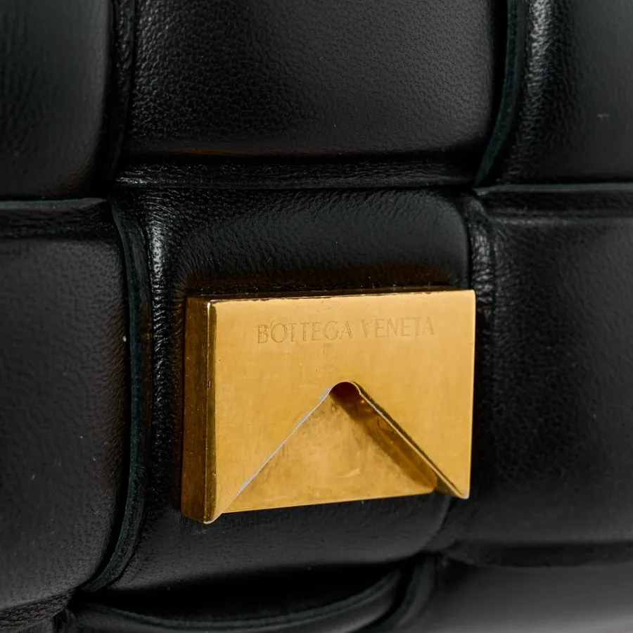 Bottega Veneta Maxi Intreccio Padded Cassette Crossbody Bag Black Nappa Leather Gold Hardware