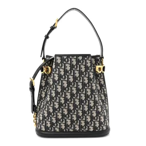 Dior Medium C’est Dior Bucket Bag Blue Oblique Canvas & Cannage Calfskin Leather Gold Hardware