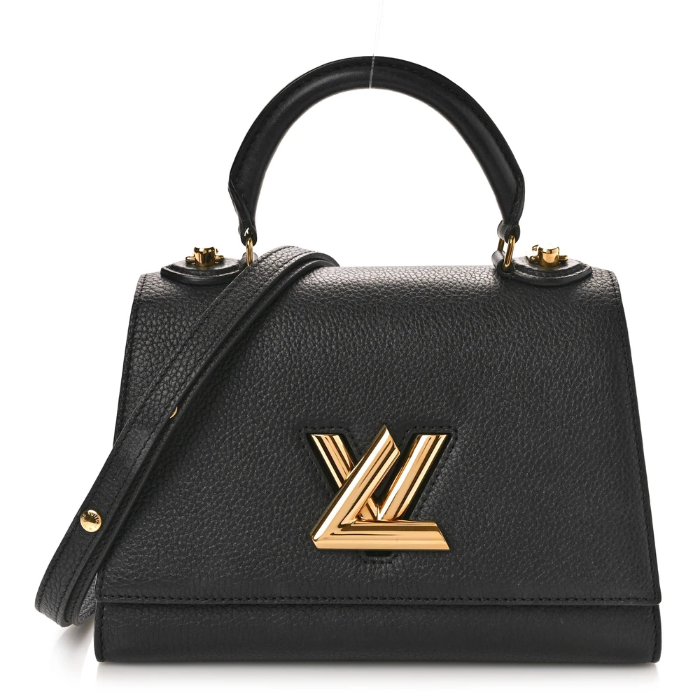 Louis Vuitton Twist One Handle PM em Couro Taurillon Preto com Acabamento Dourado