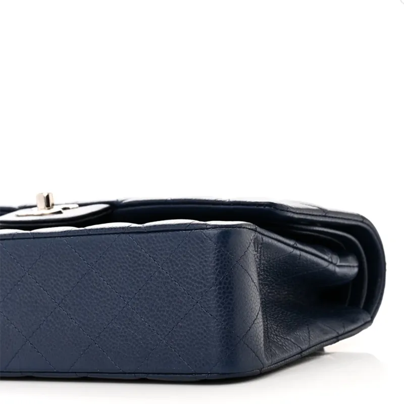 Designer Handbags Blue Quilted Caviar Leather